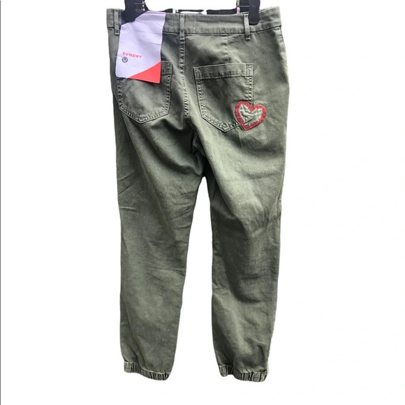 NWT SUNDRY GREEN JOGGERS - Picture 1 of 4